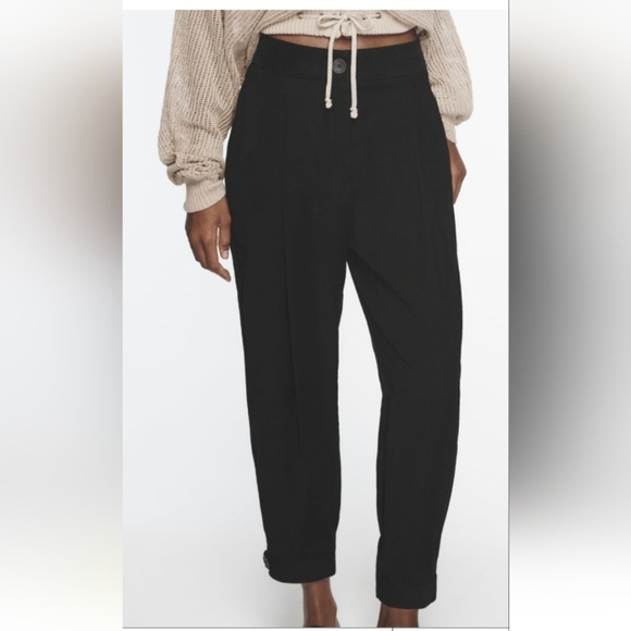 Zara Cuffed Ankle Barrel Pants Sz- Large - Picture 4 of 12